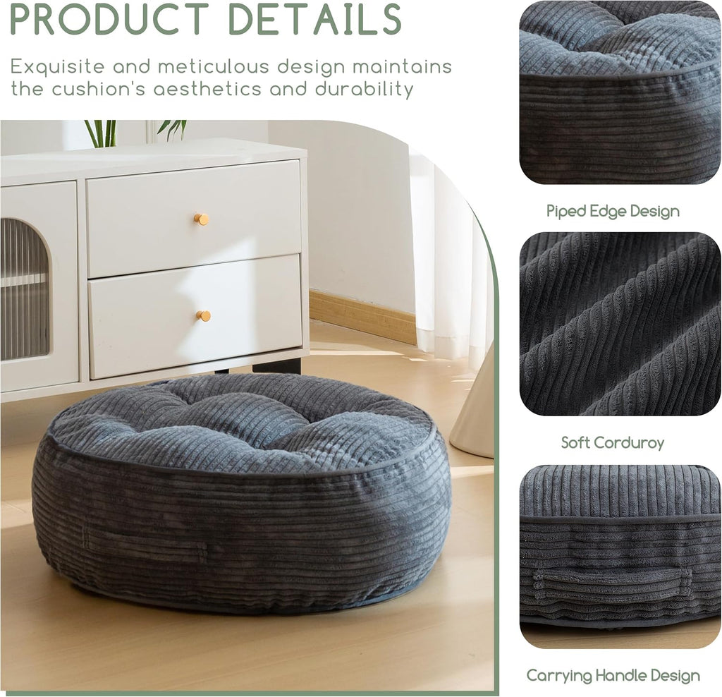 Tufted Corduroy Round Meditation Floor Pillow
