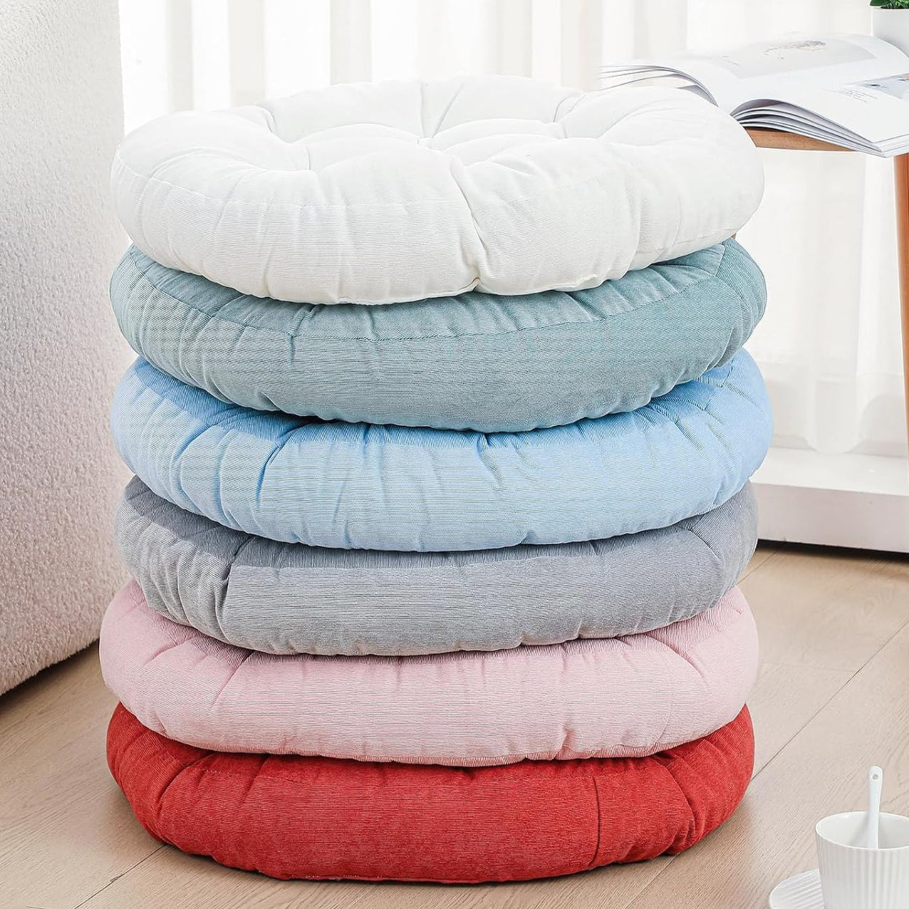 6‑Pcs Colorful Round Large Floor Pillows