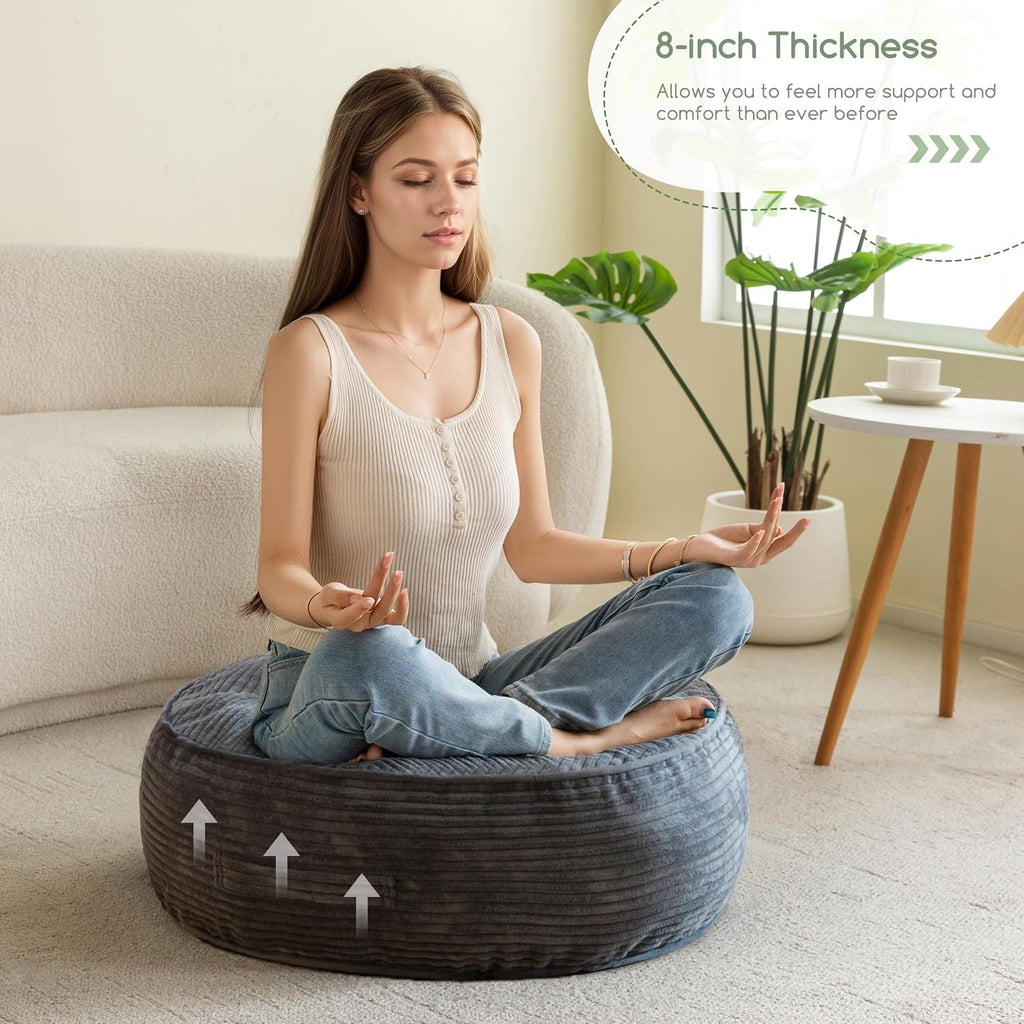 Tufted Corduroy Round Meditation Floor Pillow