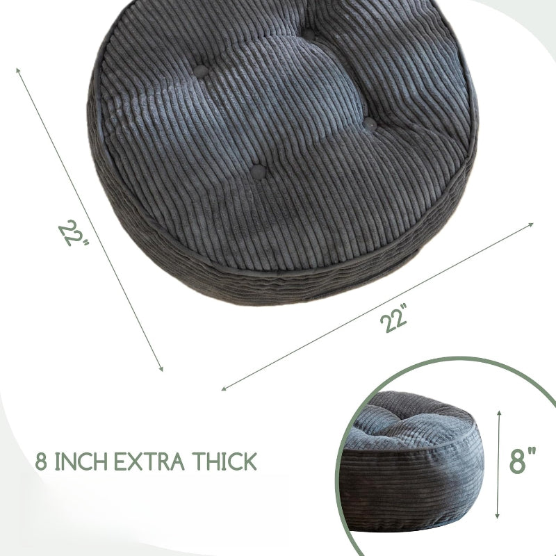 Tufted Corduroy Round Meditation Floor Pillow