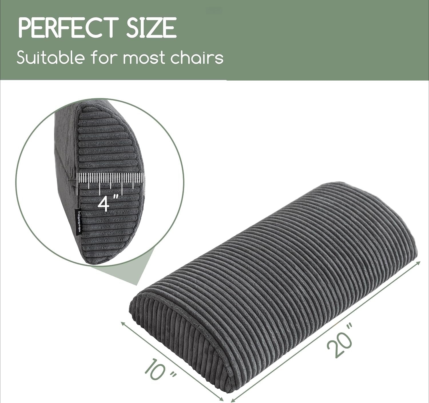 Dark Grey Memory Foam Recliner Lumbar Pillow